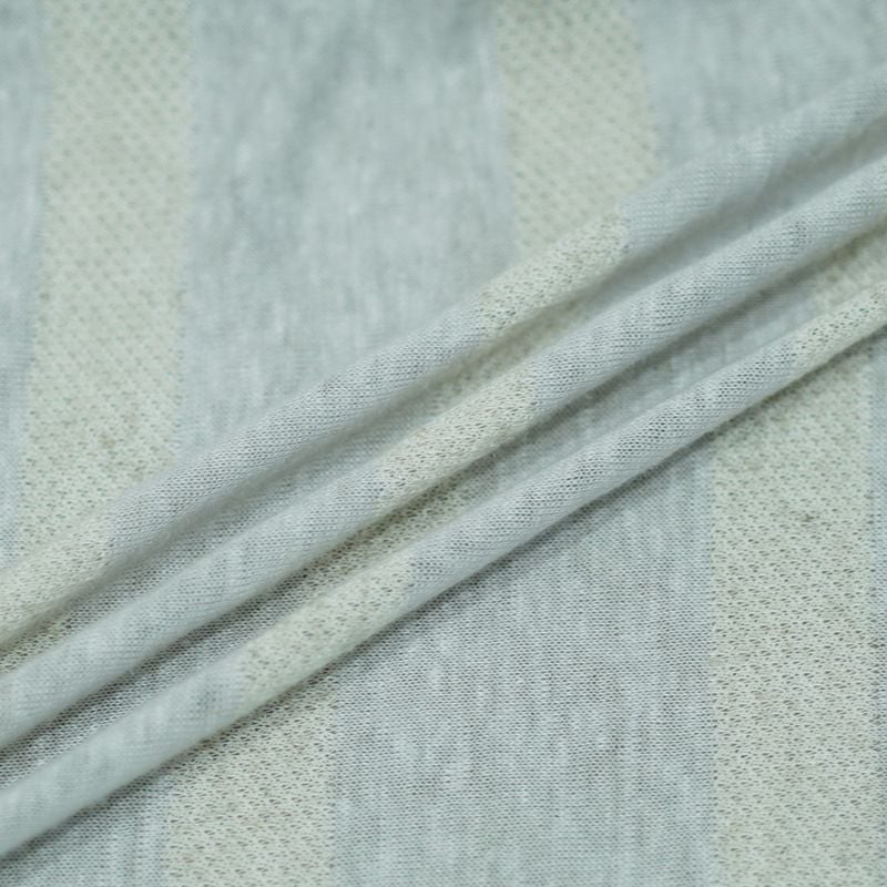 165GSM Wide Striped Knitted Linen Polyester Fabric For Short Long Sleeve Dresses