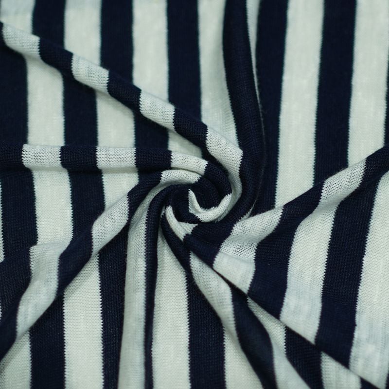 170GSM Striped Knitted Linen Rayon Fabric For Fashion Luxury Short Long Sleeve Dresses Jackets