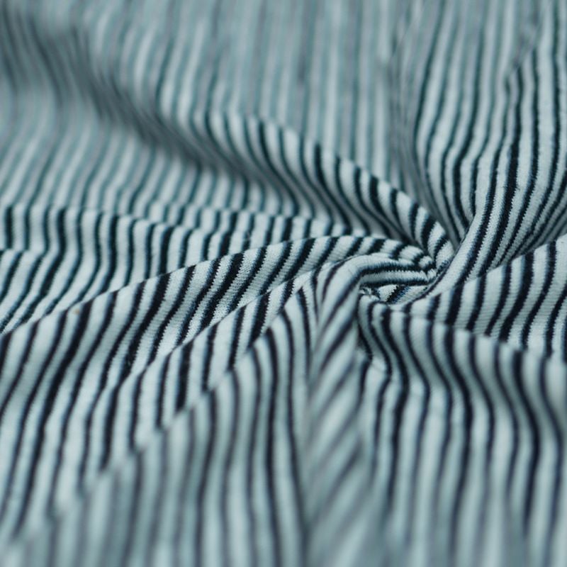 170GSM Yarn Dyed Striped Knitted Organic Hemp Cotton Fabric For T Shirts Dresses