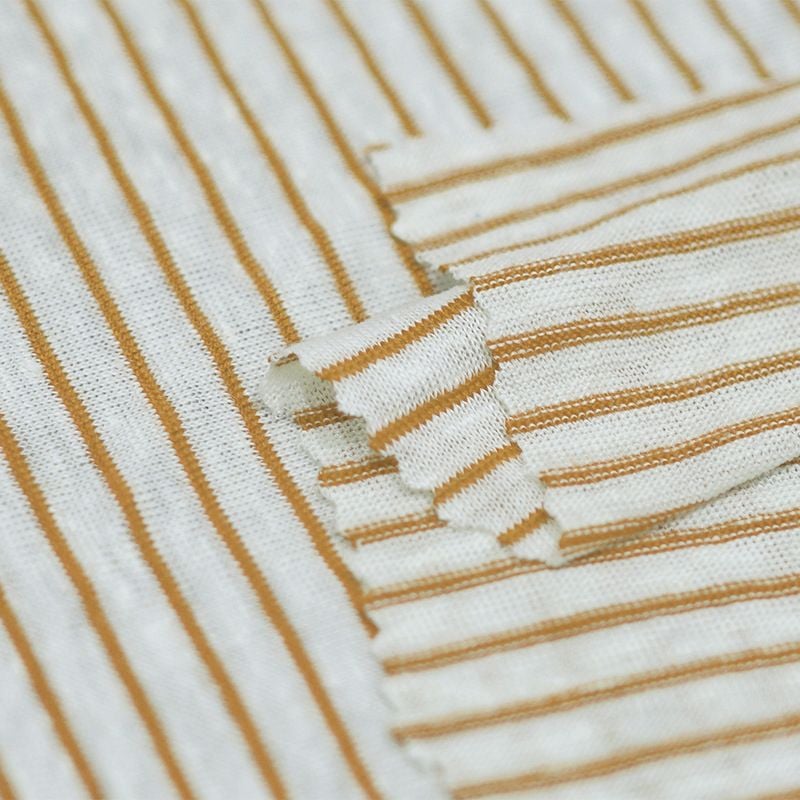 180GSM Striped Knitted Linen Fabric For Short Long Sleeve Cami Dresses