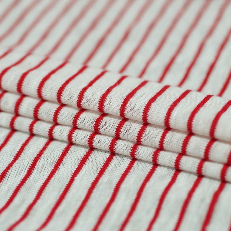 180GSM Striped Knitted Linen Fabric For Short Long Sleeve Cami Dresses