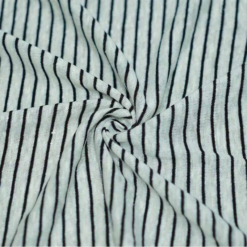 180GSM Striped Knitted Linen Fabric For Short Long Sleeve Cami Dresses