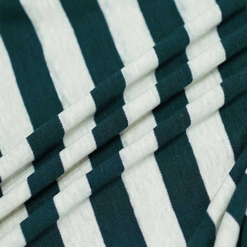180GSM Striped Linen Cotton Fabric For Short Long Sleeve Dresses