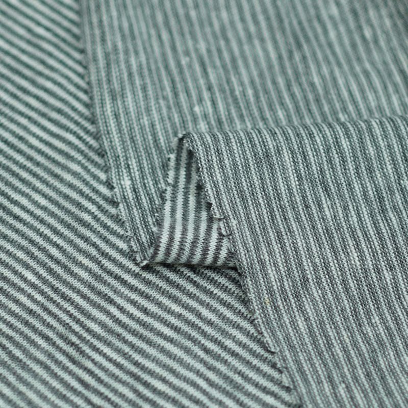 180GSM Striped Thin Linen Viscose Fabric For Short Long Sleeve Cami Dresses
