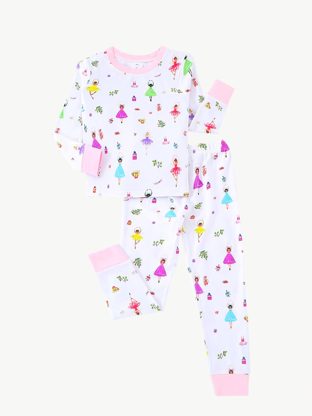 2026 Bamboo Kids 2Pcs Set Dancing Girl Print Long Sleeve Pants Custom