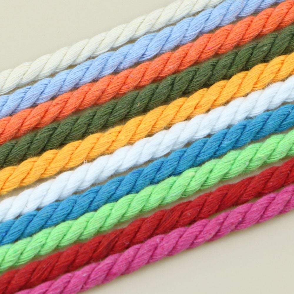 6mm 8mm 3 Strands Cotton Twisted Cord For DIY Drawstring Craft