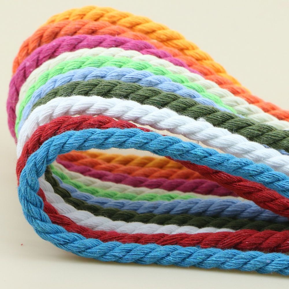 6mm 8mm 3 Strands Cotton Twisted Cord For DIY Drawstring Craft