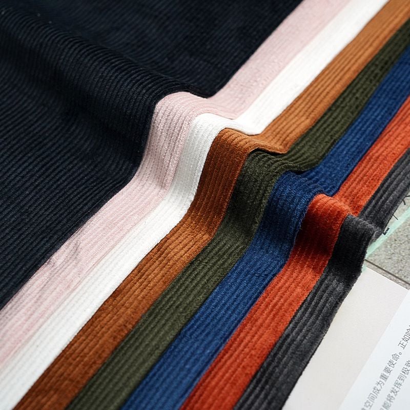 8 Wale Corduroy Hemp Organic Cotton Fabric 320gsm for autumn winter jackets