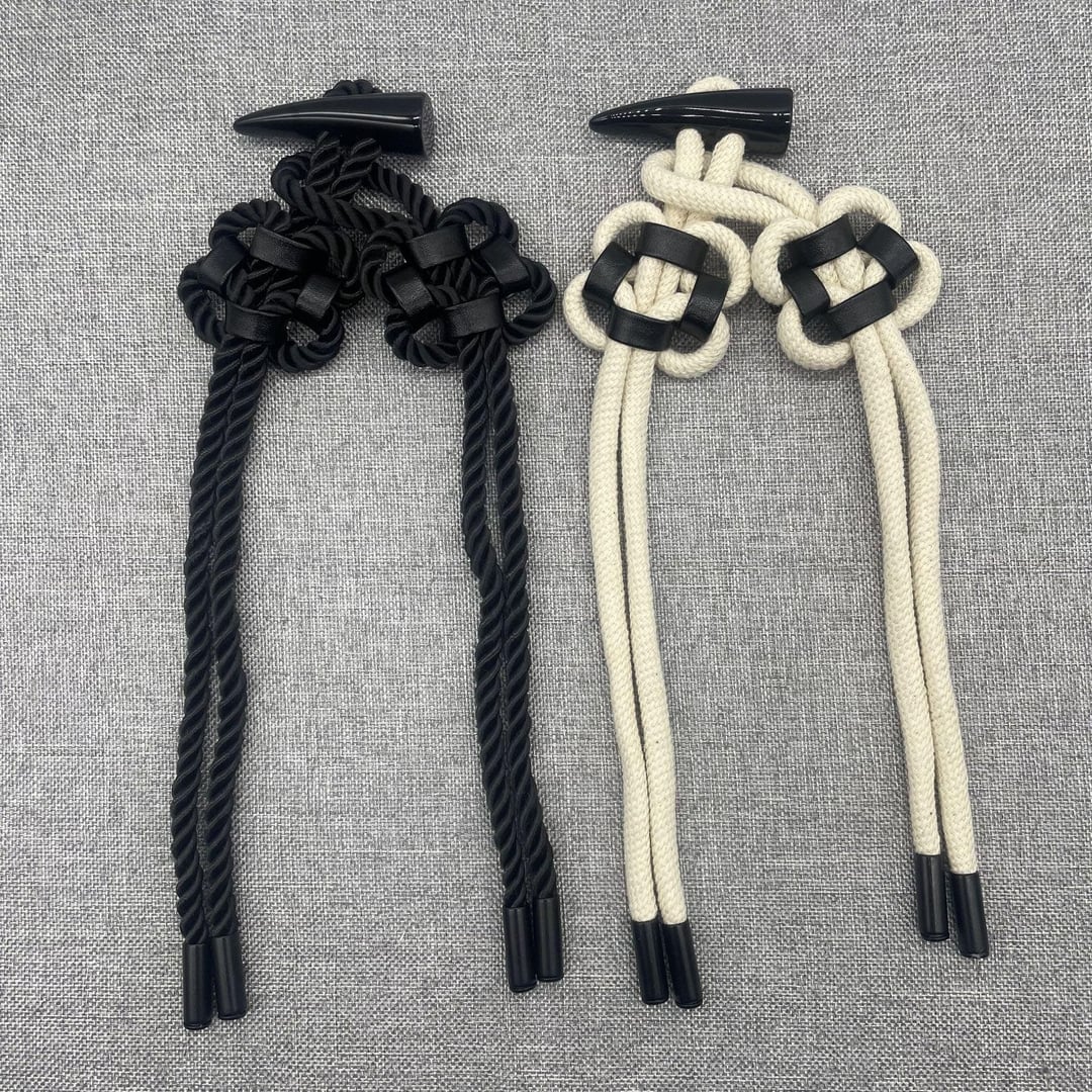 Alloy End Resin Horn Toggle Buttons With Braided Cotton Cord For Garment Decoration
