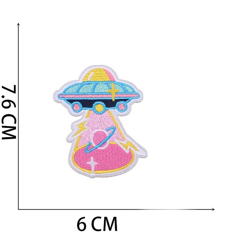 Astronaut Spaceship Wave Cartoon Mushroom Embroidery Patches
