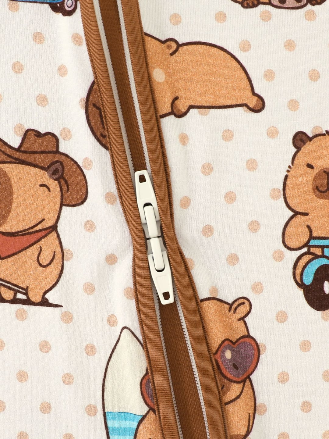 Bamboo Baby Romper Capybara Digital Print Zipper Foldable Footed Custom