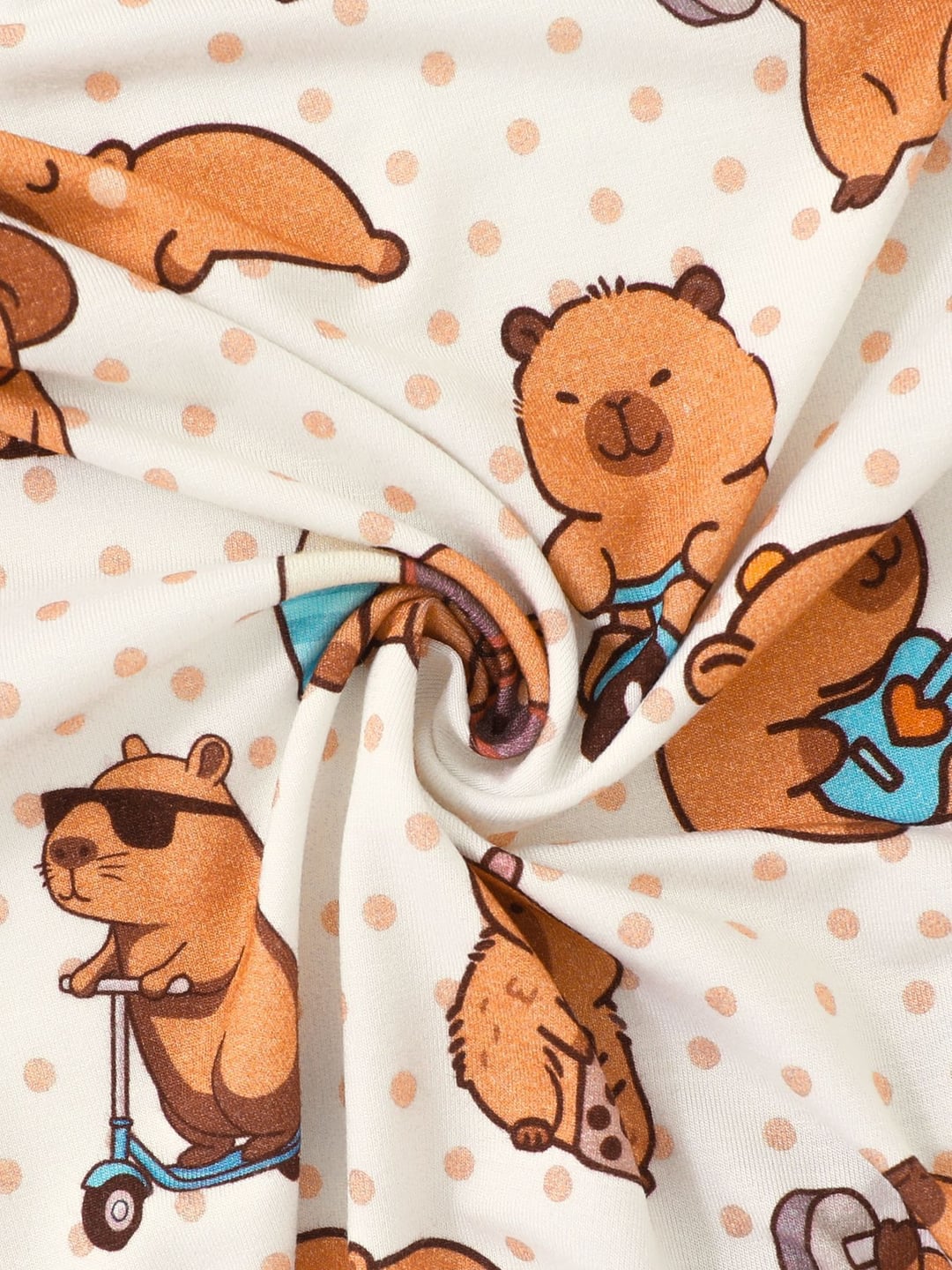 Bamboo Baby Romper Capybara Digital Print Zipper Foldable Footed Custom
