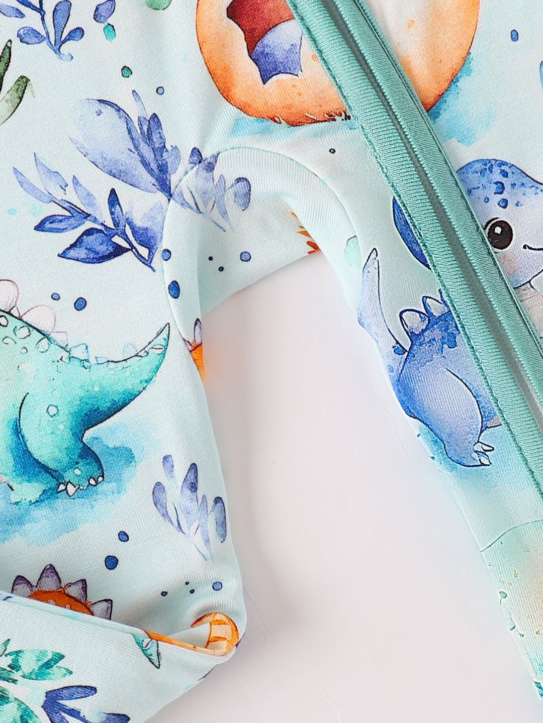 Bamboo Baby Romper Cartoon Dinosaur Egg Print Zipper Foldable Footed
