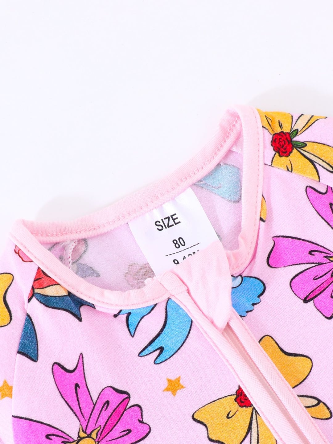 Bamboo Baby Romper Colorful Bow Digital Print Zipper Foldable Footed