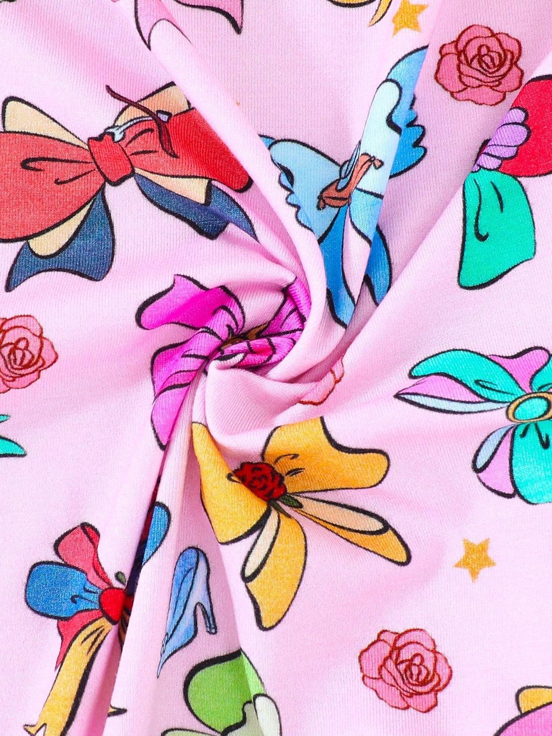 Bamboo Baby Romper Colorful Bow Digital Print Zipper Foldable Footed