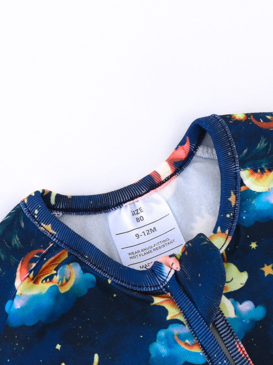 Bamboo Baby Romper Dragon Print Zipper Foldable Footed