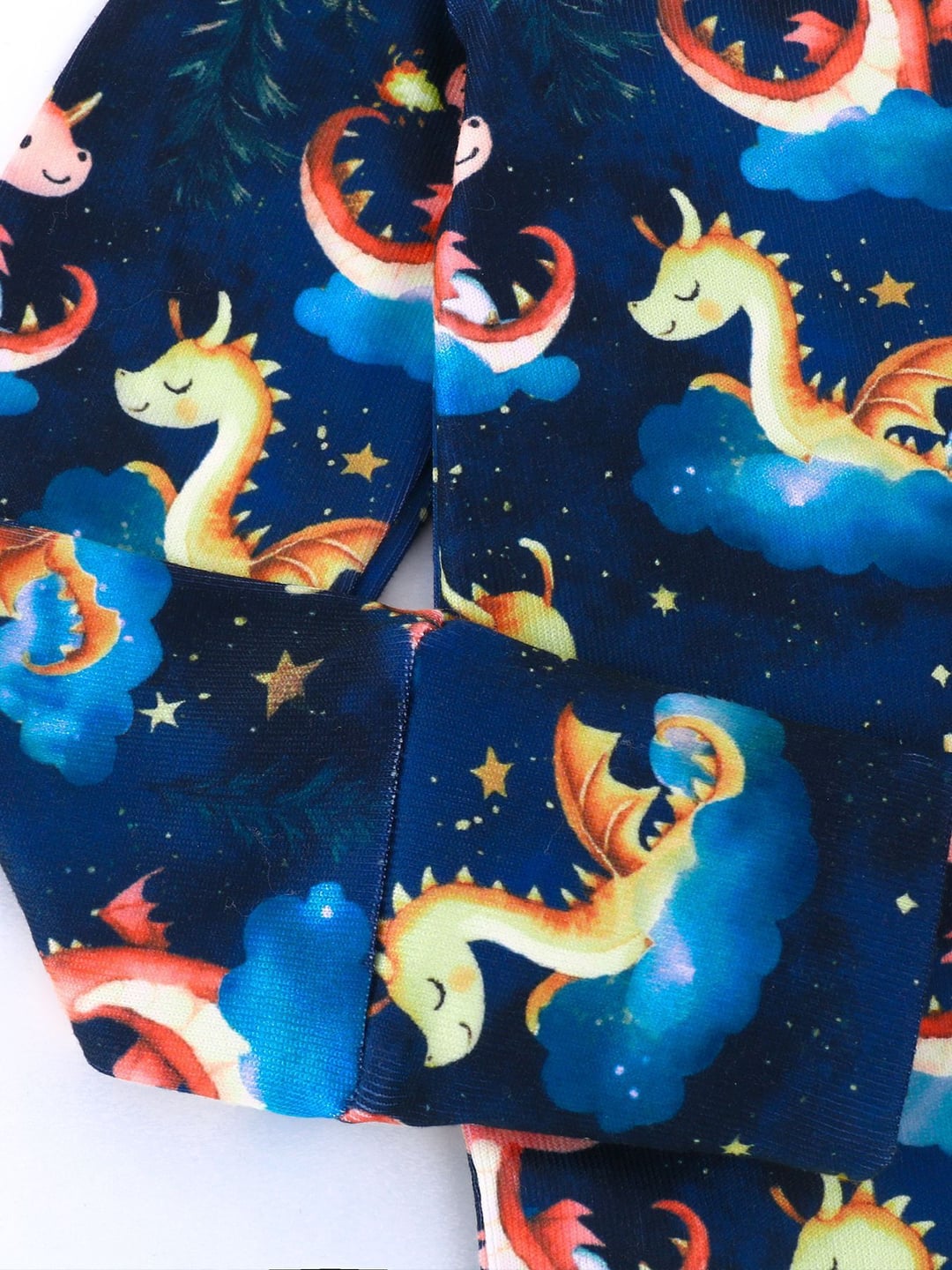 Bamboo Baby Romper Dragon Print Zipper Foldable Footed