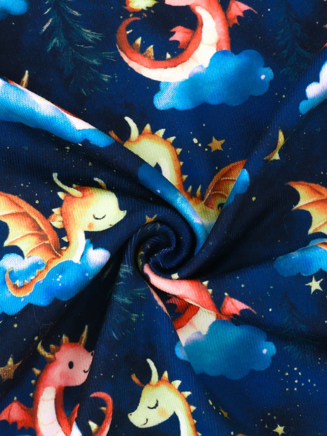 Bamboo Baby Romper Dragon Print Zipper Foldable Footed