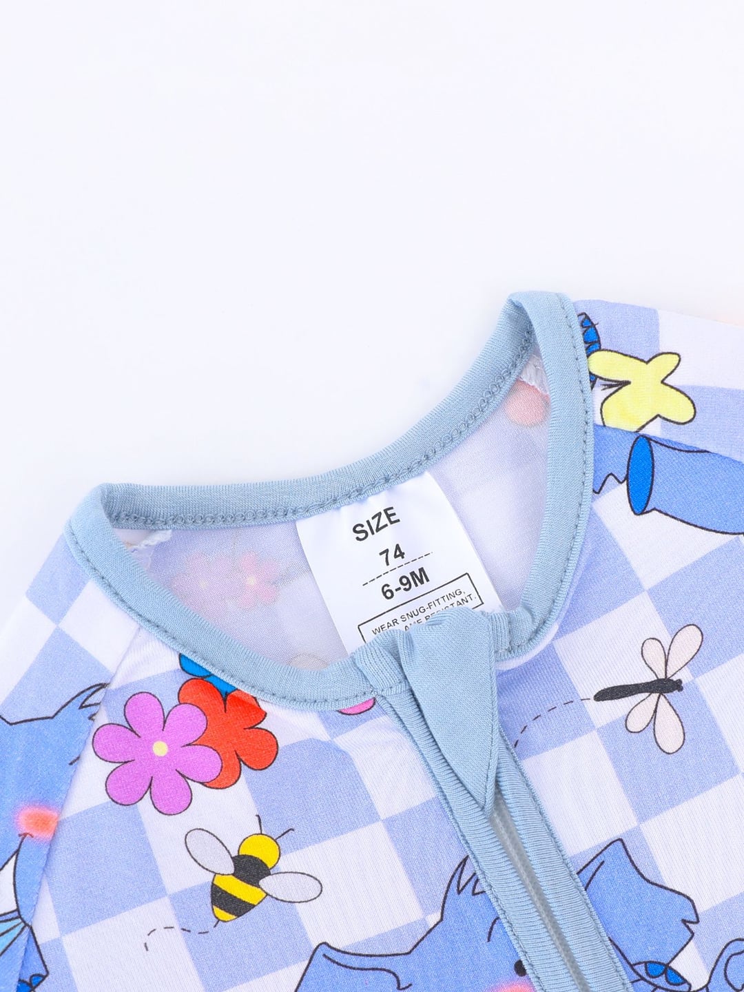 Bamboo Baby Romper Elephant Floral Print Zipper Foldable Footed
