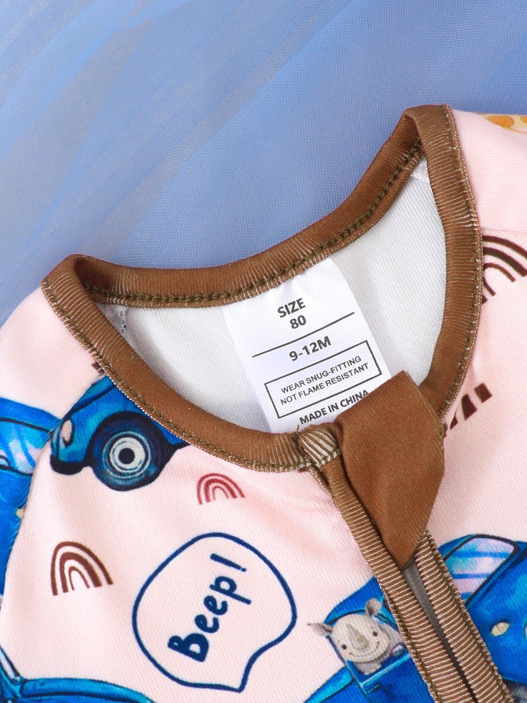 Bamboo Baby Romper Giraffe Car Digital Print Zipper Foldable Footed