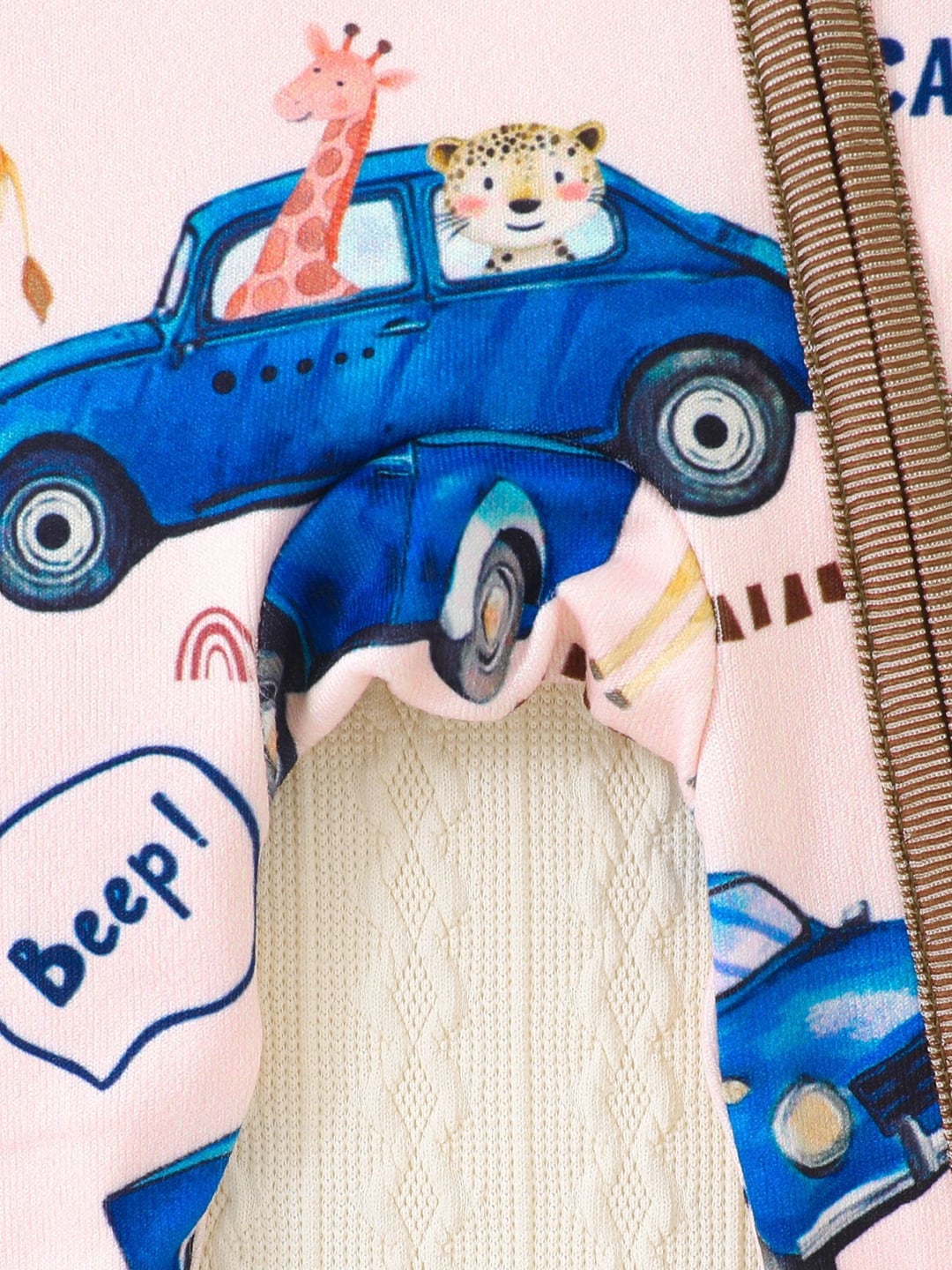 Bamboo Baby Romper Giraffe Car Digital Print Zipper Foldable Footed