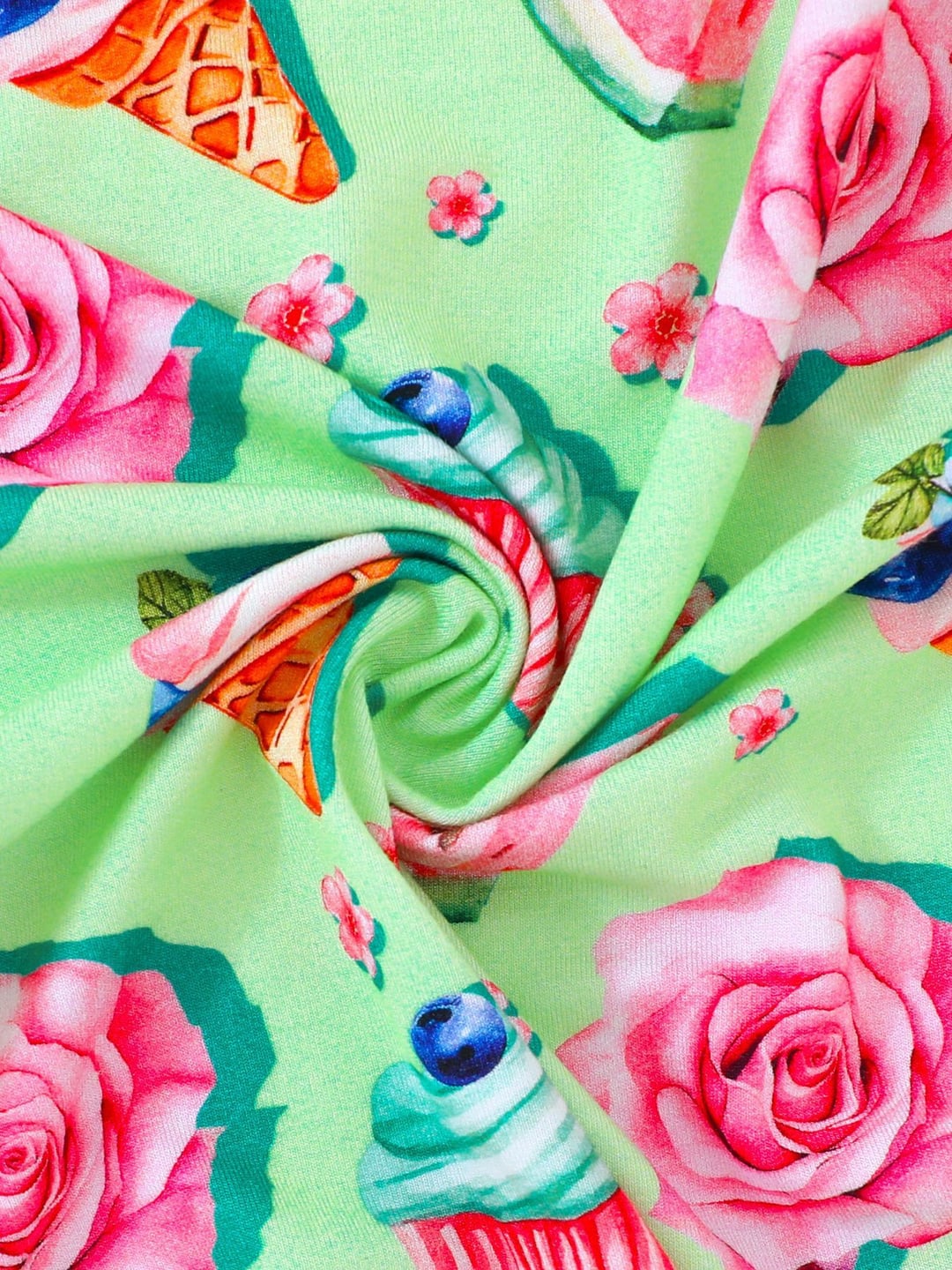 Bamboo Baby Romper Ice Cream Watermelon Rose Print Zipper Foldable Footed