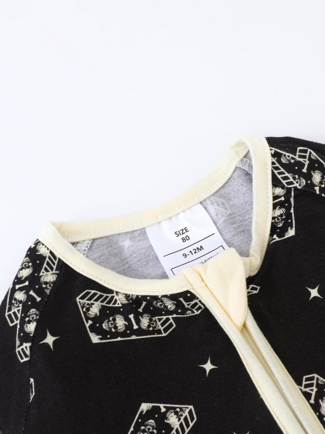 Bamboo Baby Romper Lightning Skull Print Zipper Onesie With Foldable Footed Cuffs