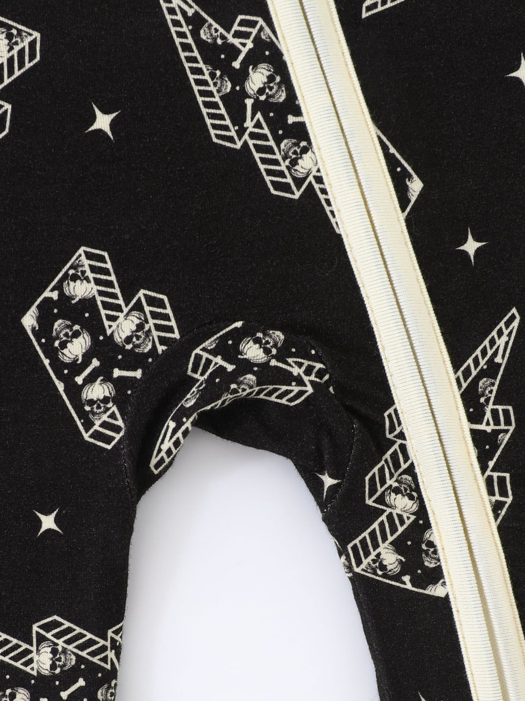 Bamboo Baby Romper Lightning Skull Print Zipper Onesie With Foldable Footed Cuffs