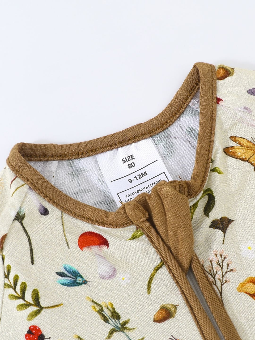 Bamboo Baby Romper Mushroom Plants Print Zipper Foldable Footed