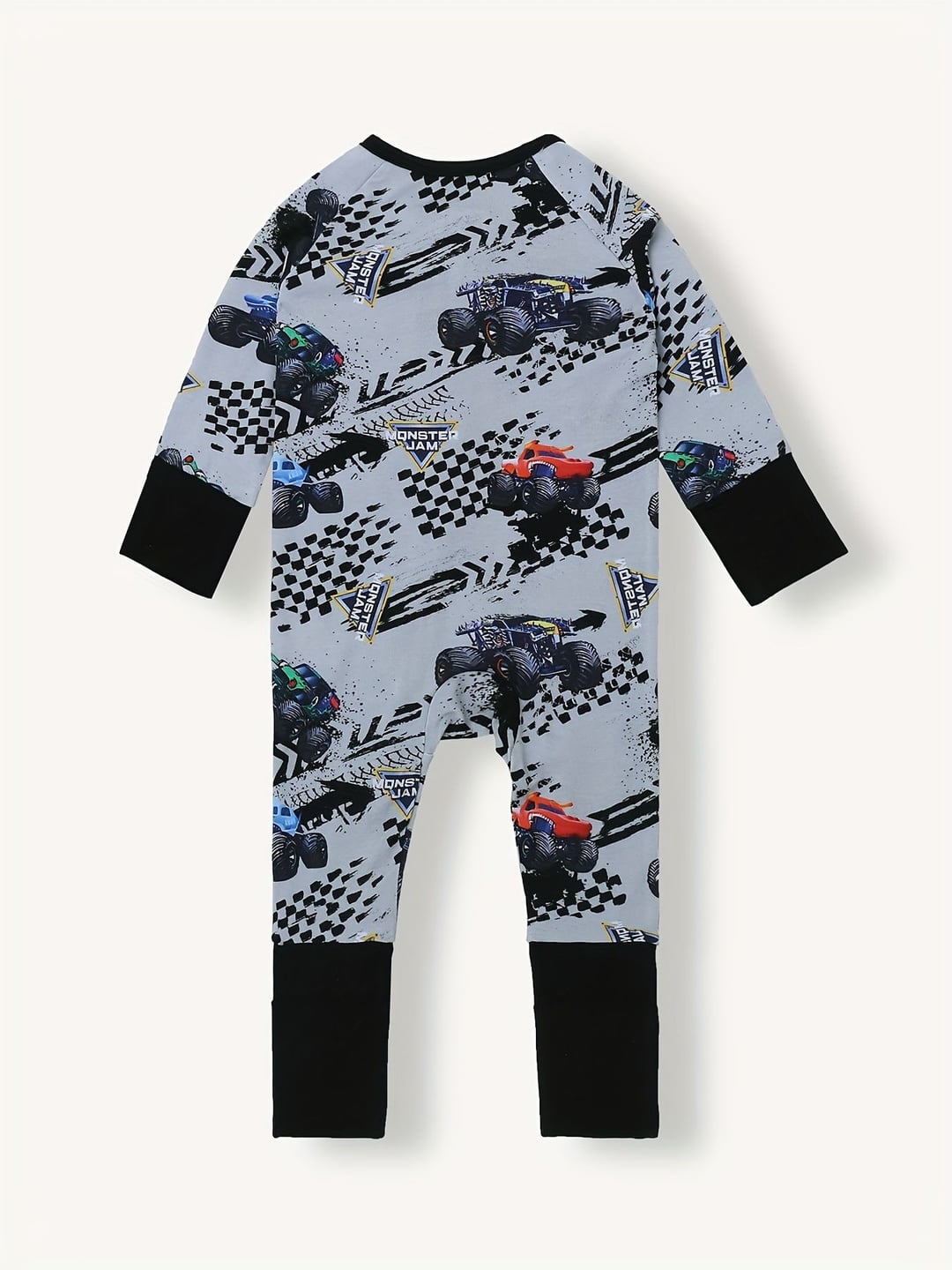 Bamboo Baby Romper Off-road Car Print Zipper Foldable Footed