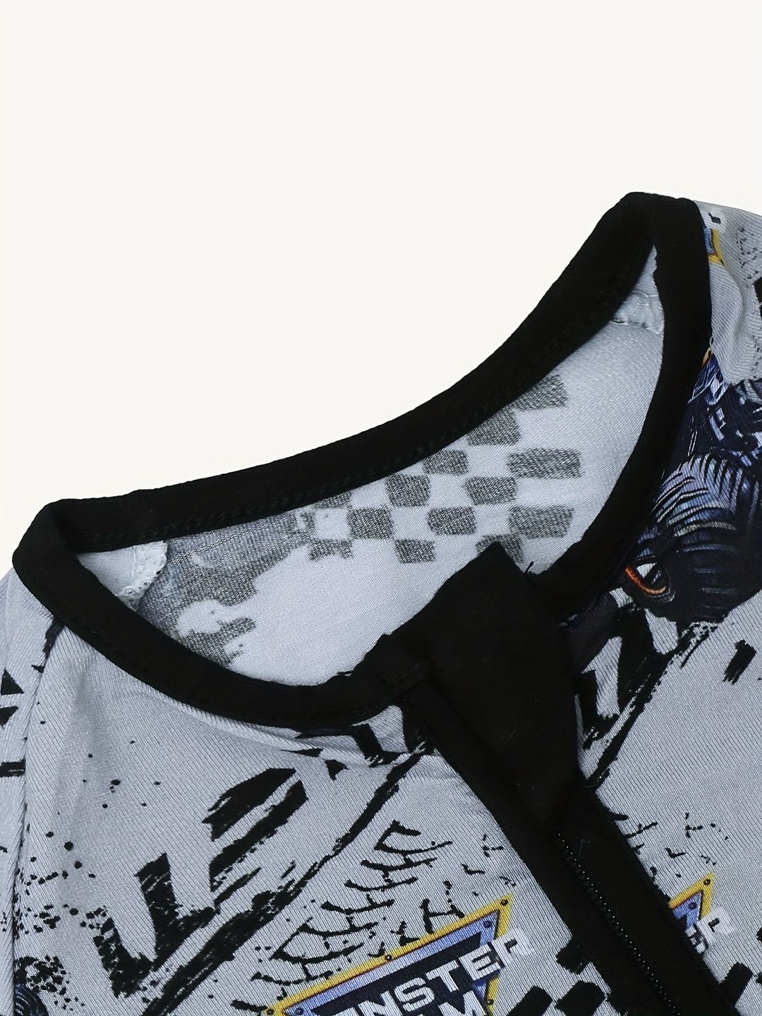 Bamboo Baby Romper Off-road Car Print Zipper Foldable Footed
