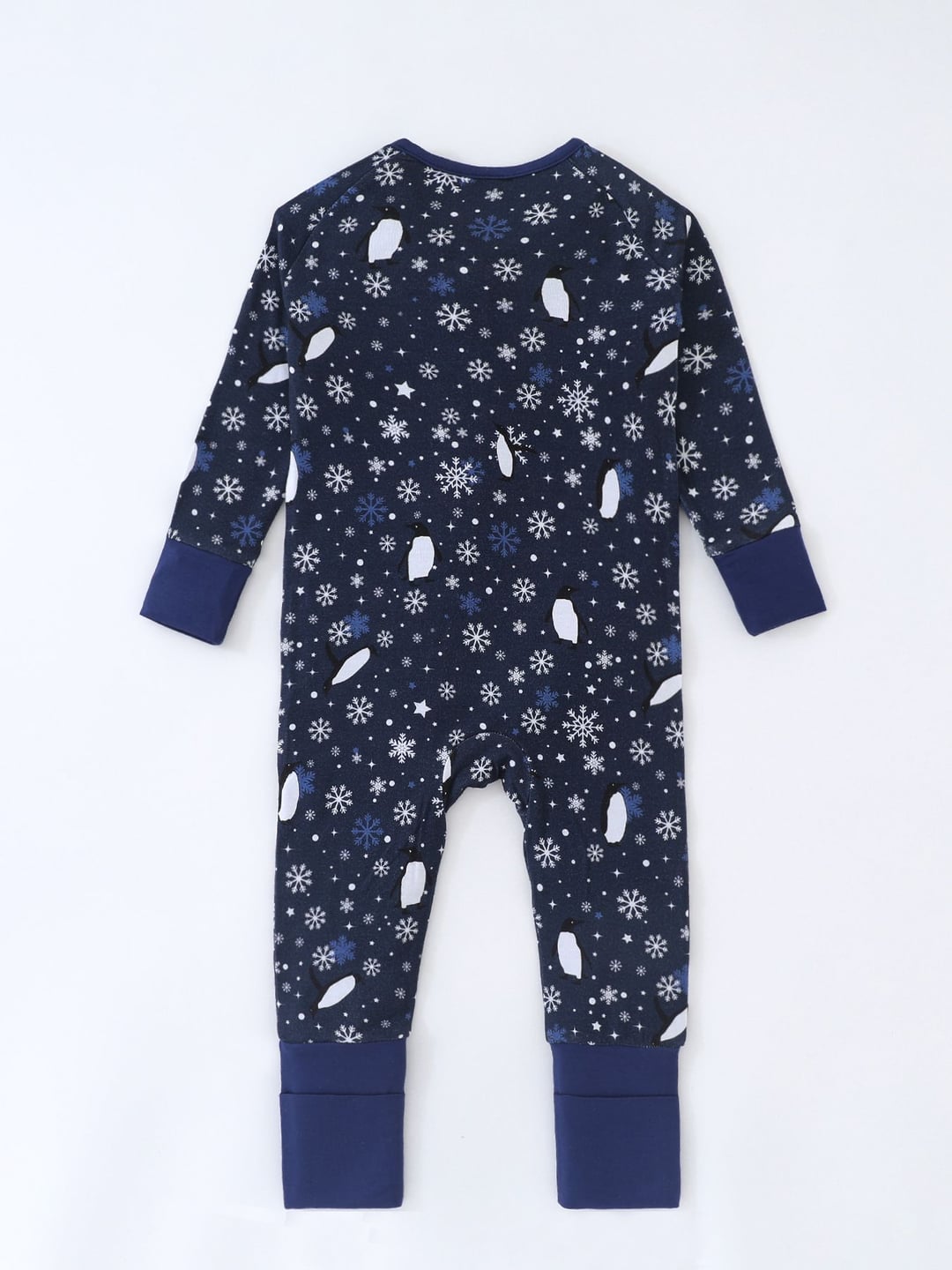 Bamboo Baby Romper Penguin Snowflake Print Zipper Foldable Footed