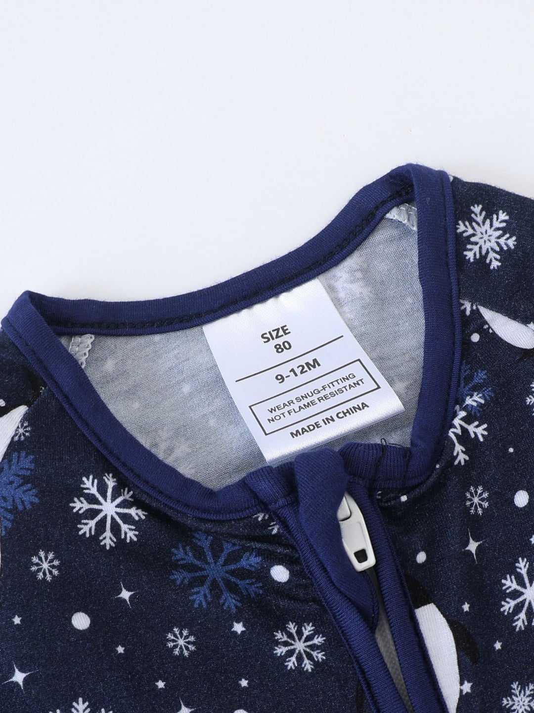 Bamboo Baby Romper Penguin Snowflake Print Zipper Foldable Footed