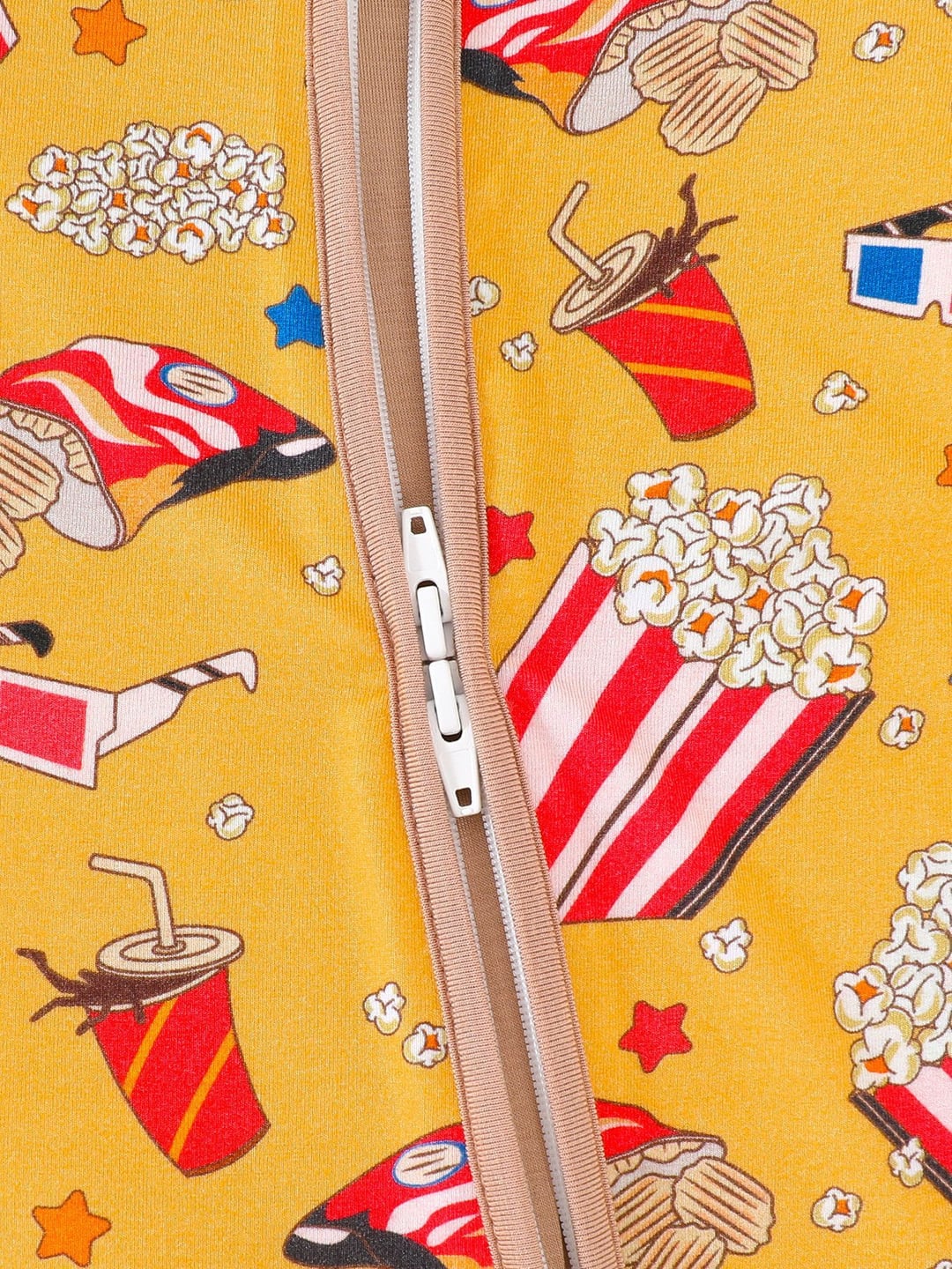 Bamboo Baby Romper Popcorn Print Zipper Foldable Footed