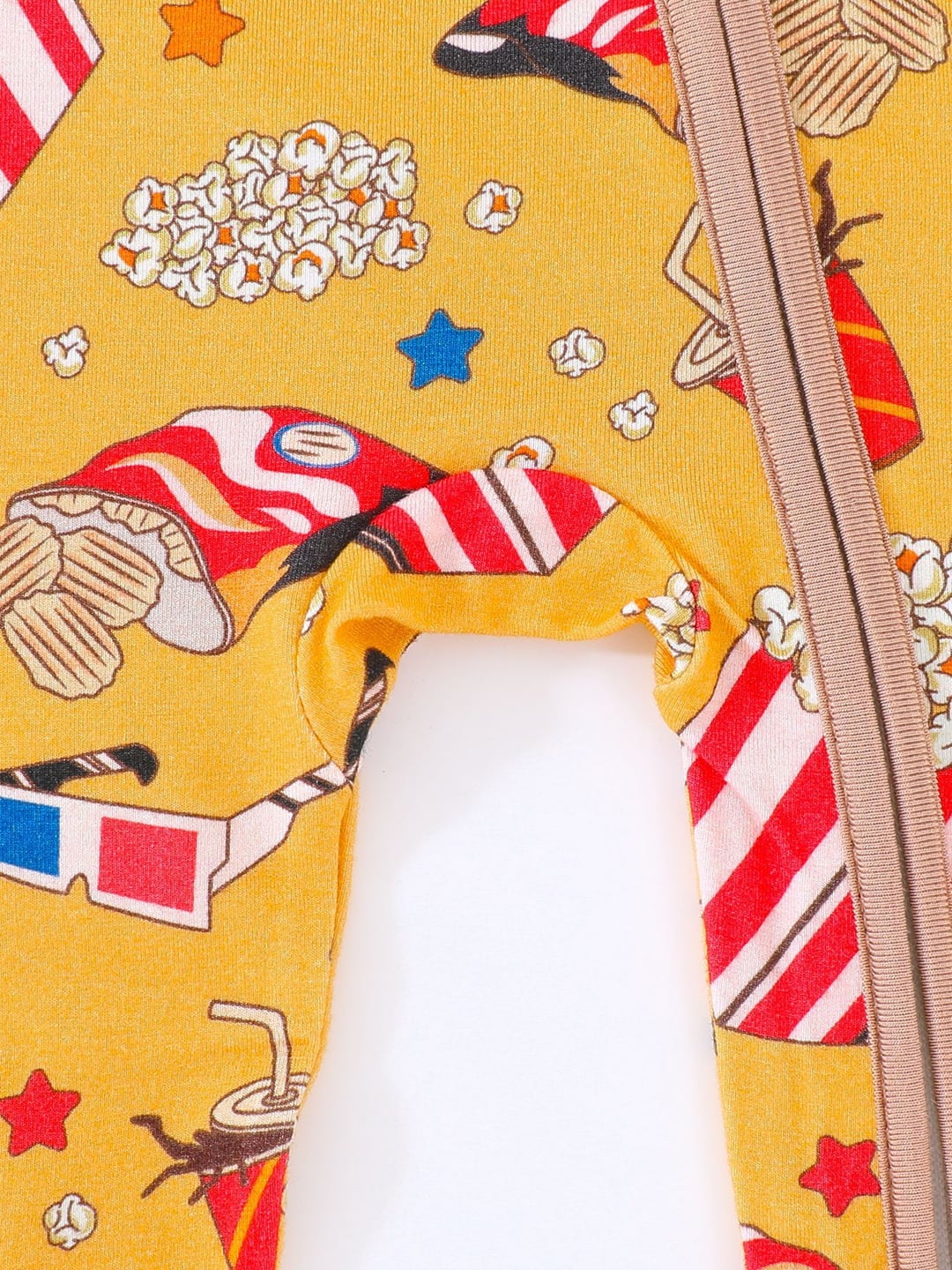 Bamboo Baby Romper Popcorn Print Zipper Foldable Footed