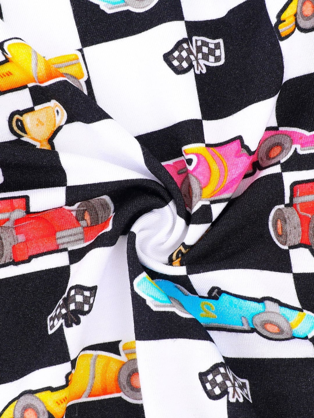 Bamboo Baby Romper Racing Car Print Zipper Foldable Footed