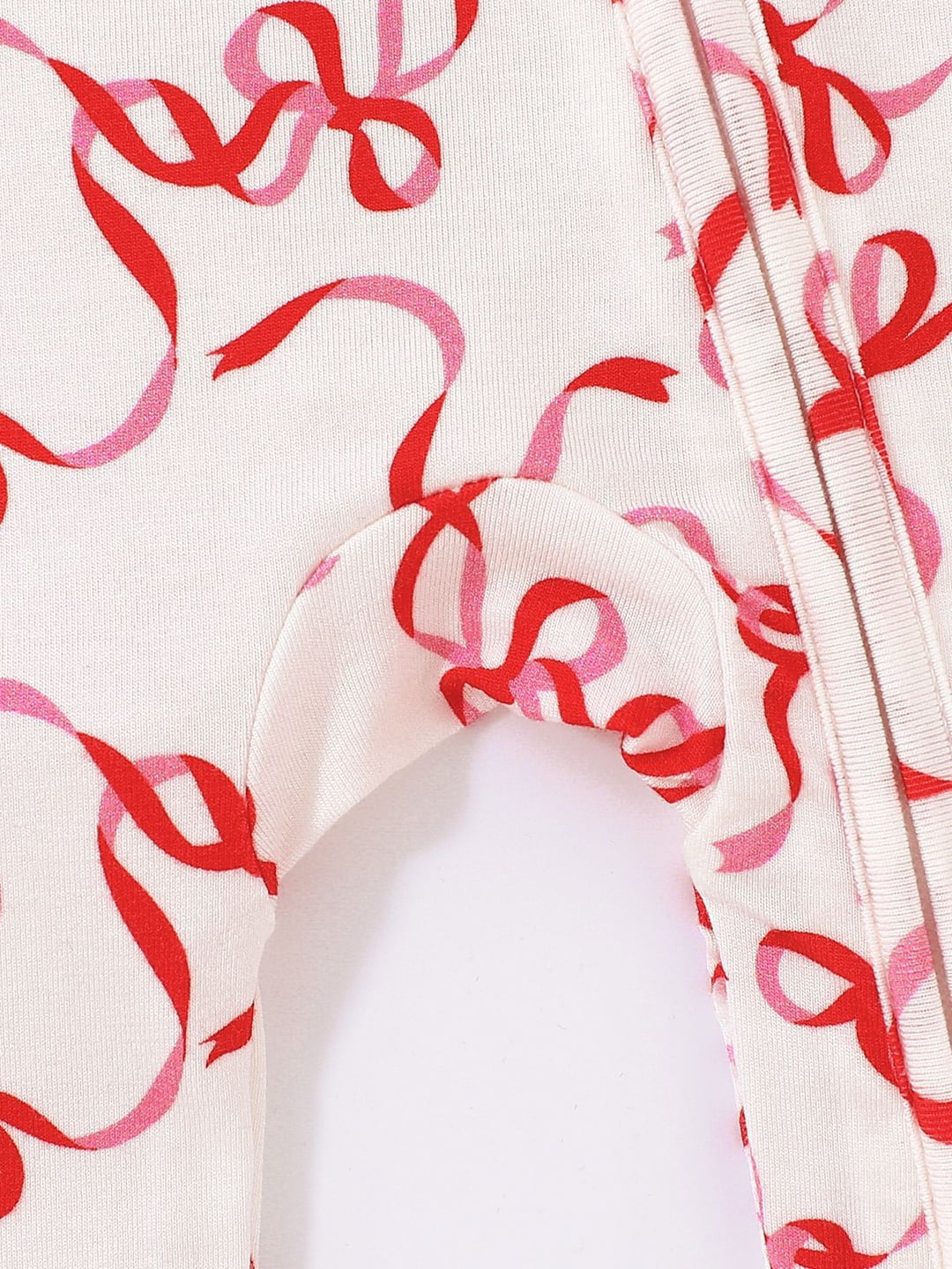 Bamboo Baby Romper Red Bow Print Zipper Foldable Footed
