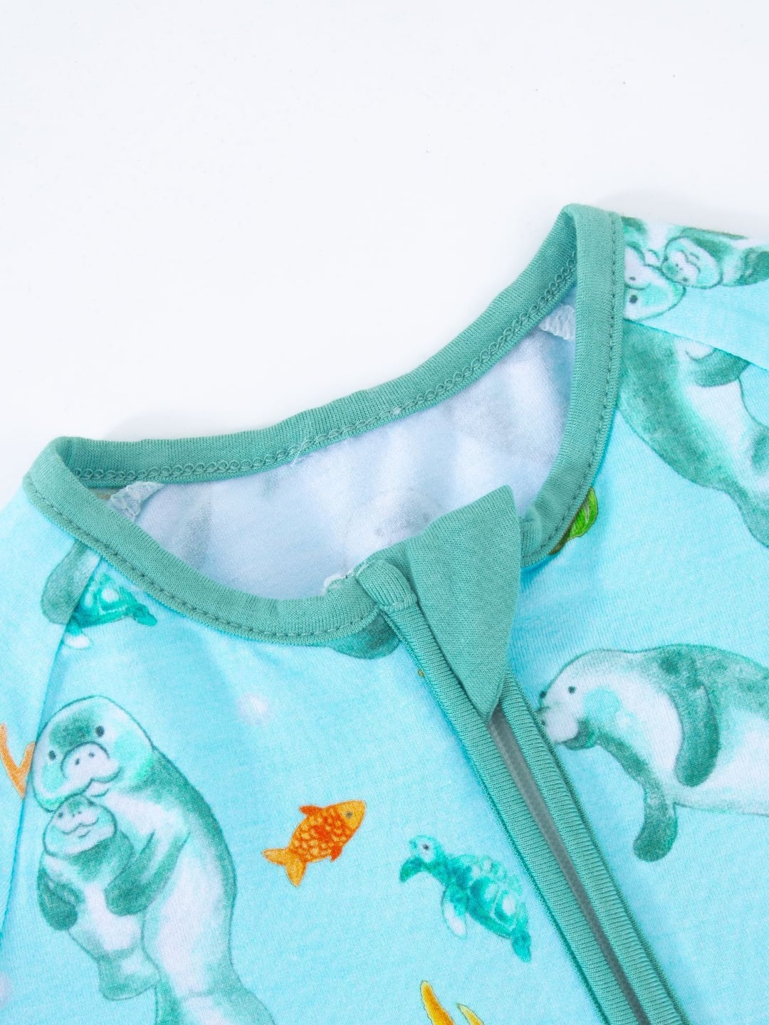 Bamboo Baby Romper Sea Lion Print Zipper Foldable Footed
