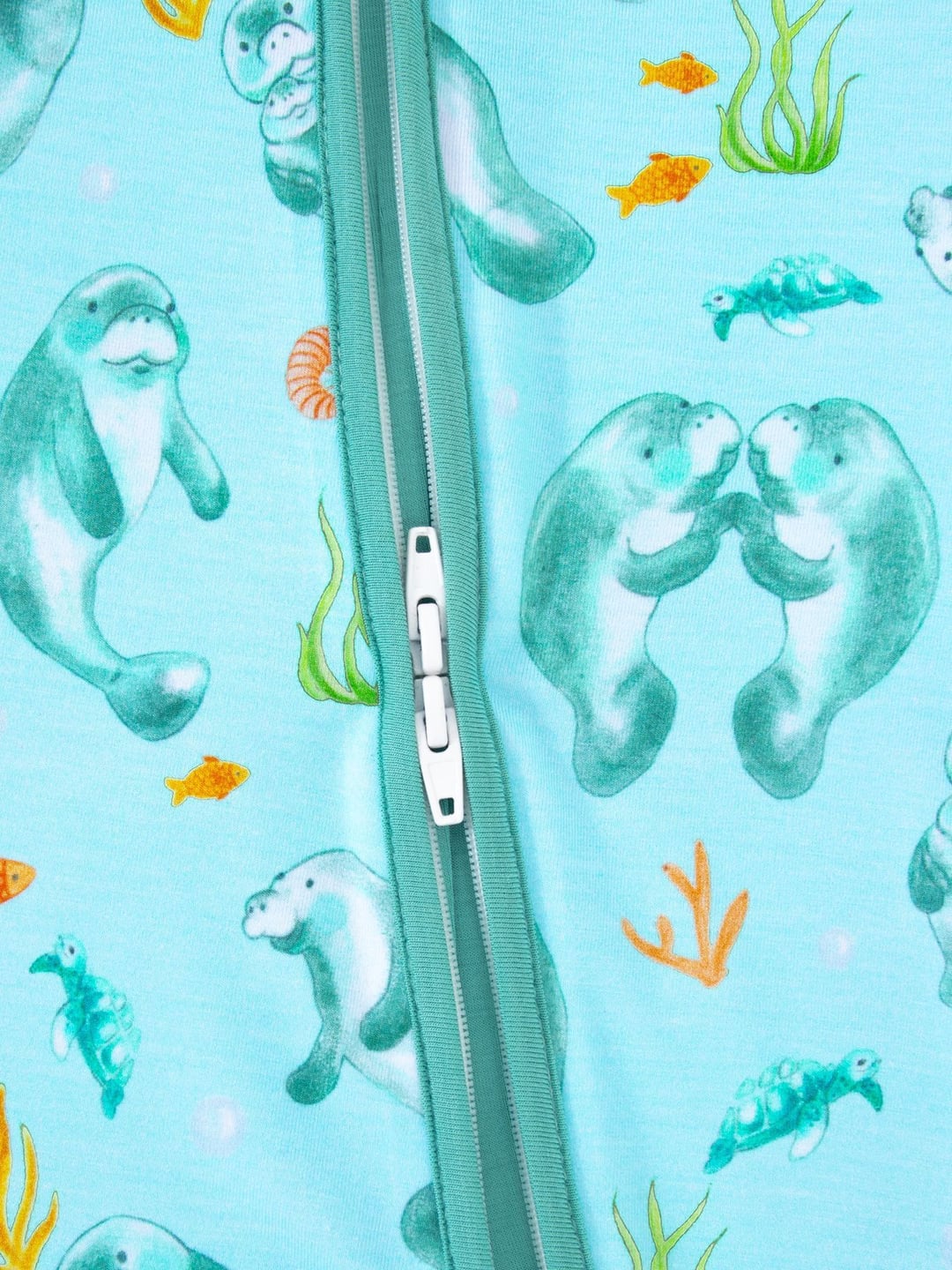 Bamboo Baby Romper Sea Lion Print Zipper Foldable Footed
