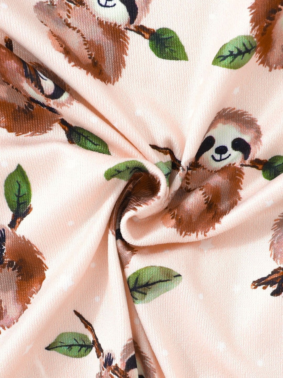 Bamboo Baby Romper Sloth Print Zipper Foldable Footed