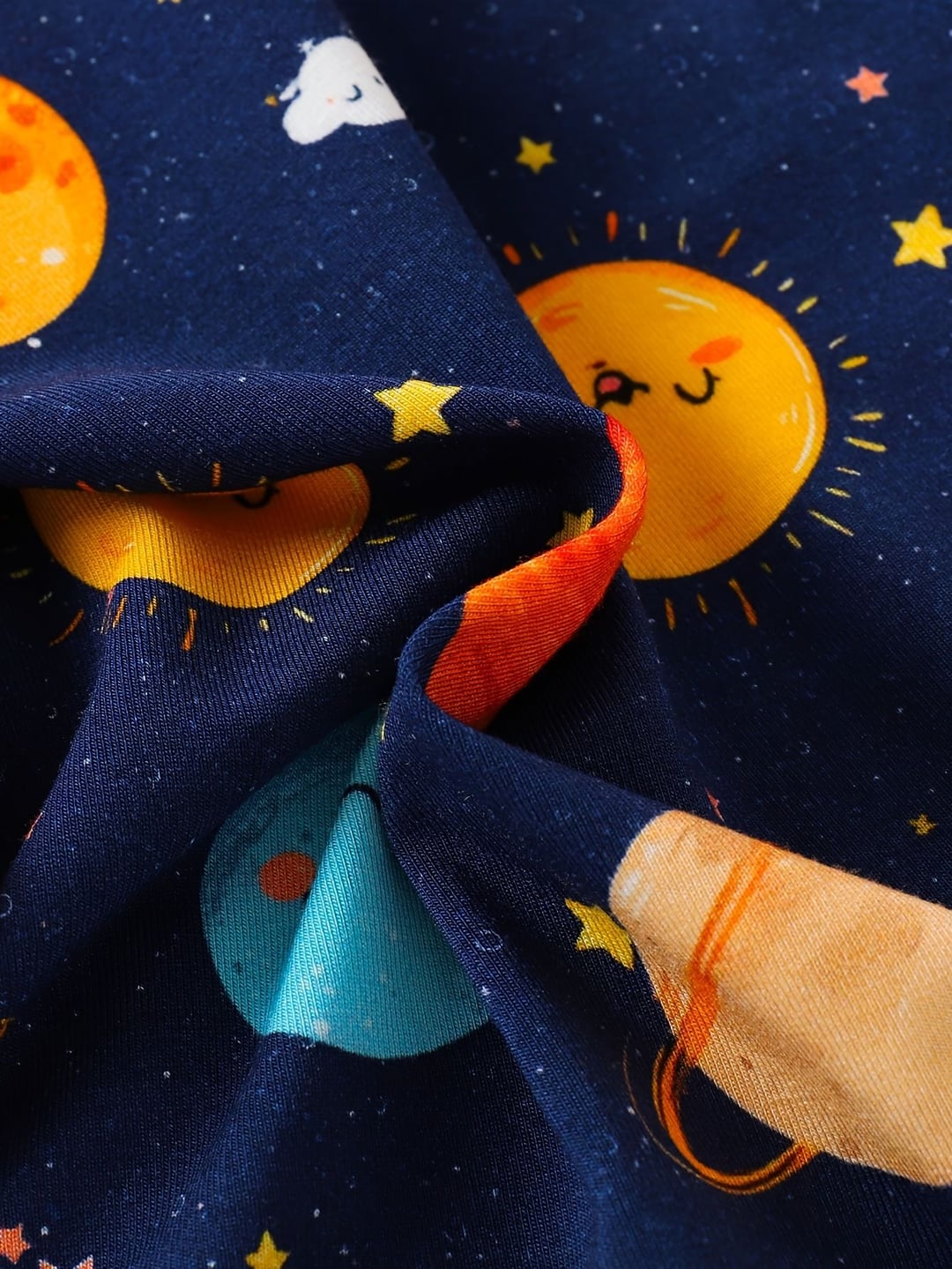 Bamboo Baby Romper Sun Earth Print Zipper Foldable Footed