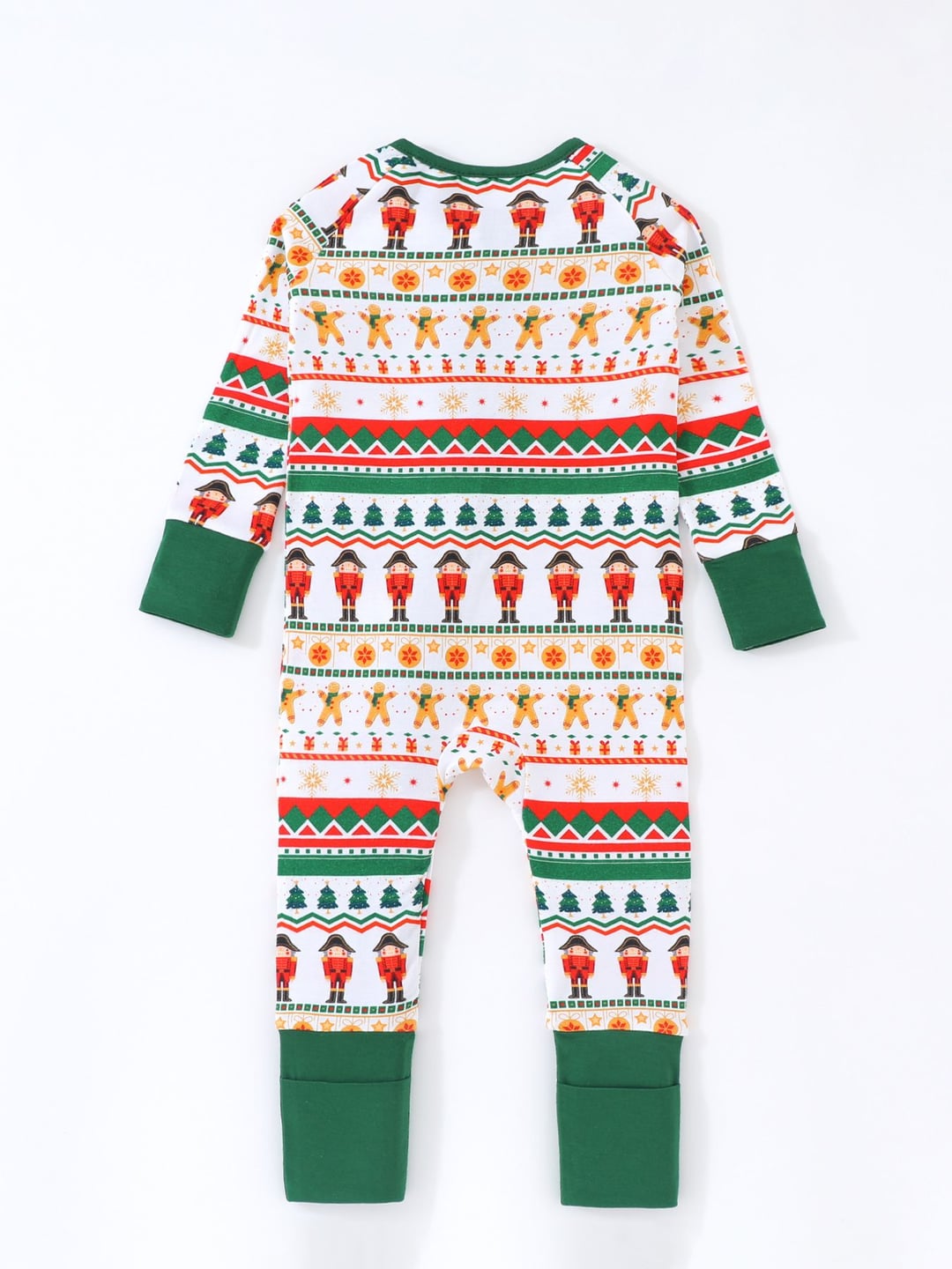 Bamboo Fiber Christmas Soldier Print Double Zipper Romper