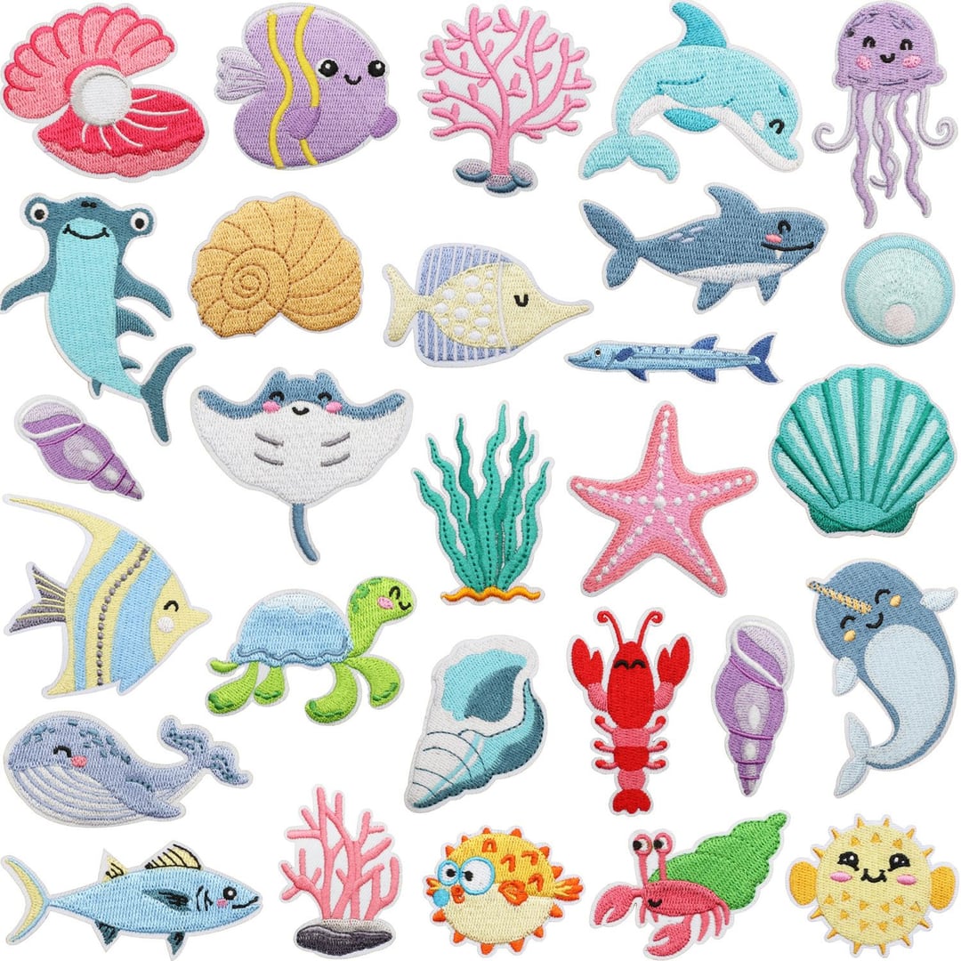 Cartoon Marine Animal Embroidery Iron On Patches For Clothes Wholesale 1
