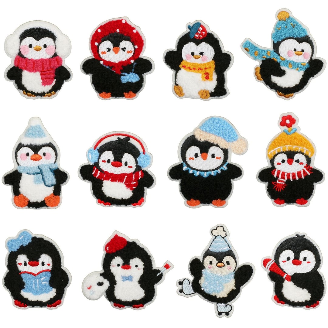 Cartoon Penguin Embroidery Iron On Patches for Clothes Hats Decor