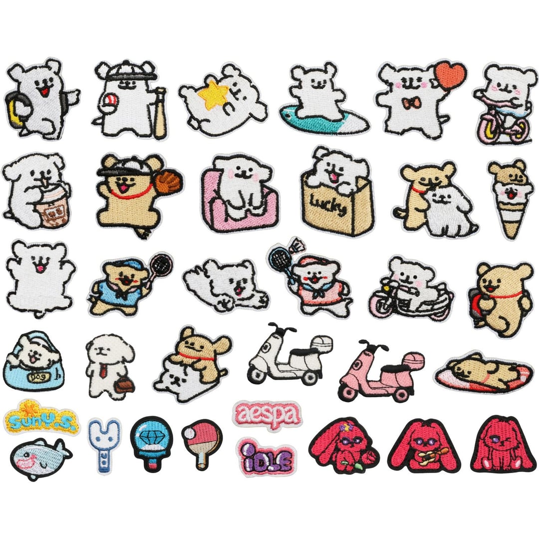 Cartoon Rabbit Dog Embroidery Iron On Patches for Clothes Decor