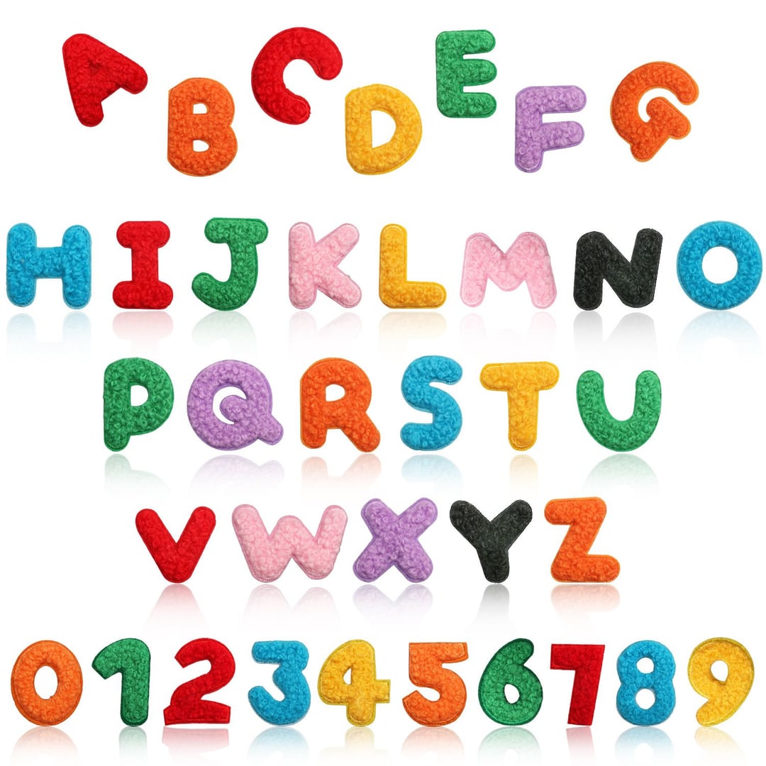 Chenille Towel Embroidery Letter Number Iron On Self-Adhesive Patches