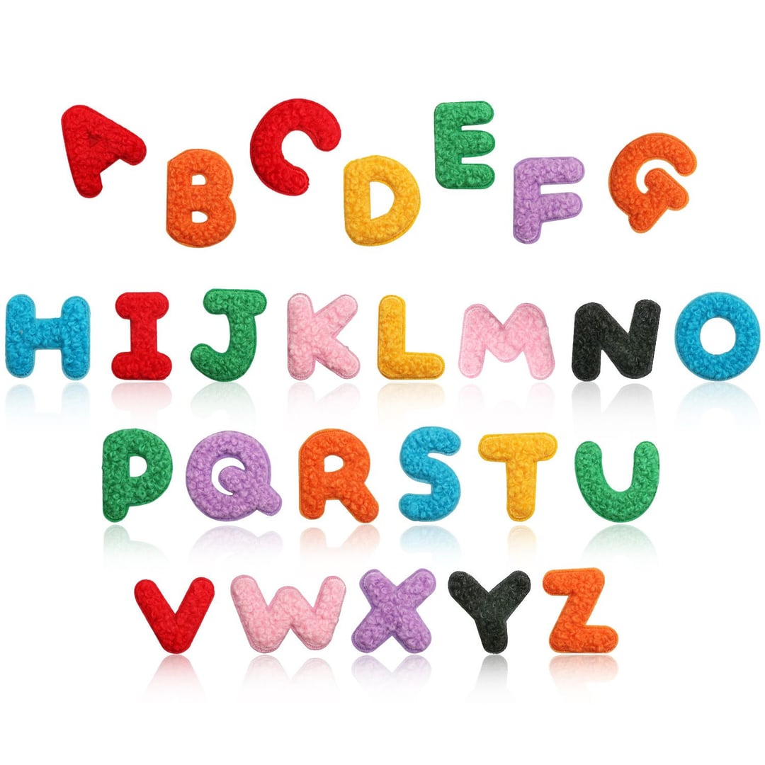 Chenille Towel Embroidery Letter Number Iron On Self-Adhesive Patches