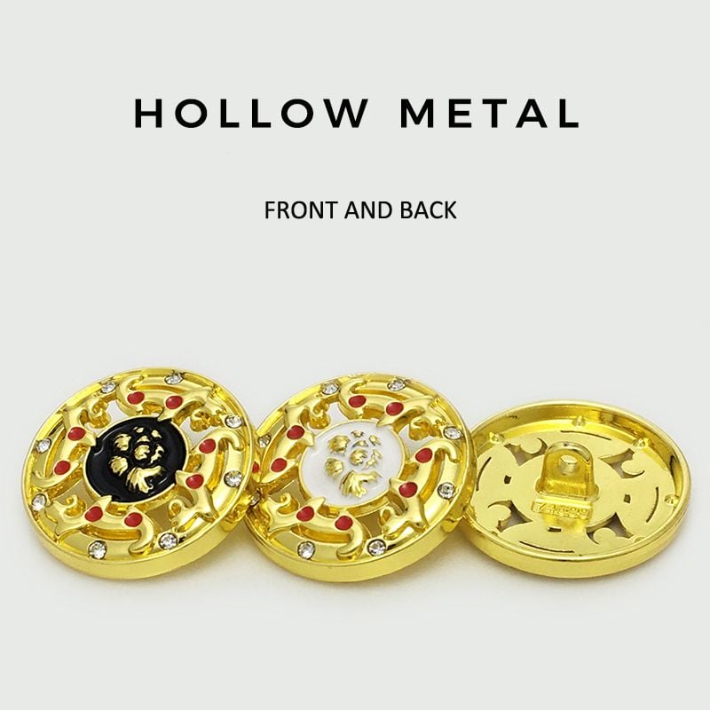 Chinese Style Hollow Rhinestone Gold Metal Buttons