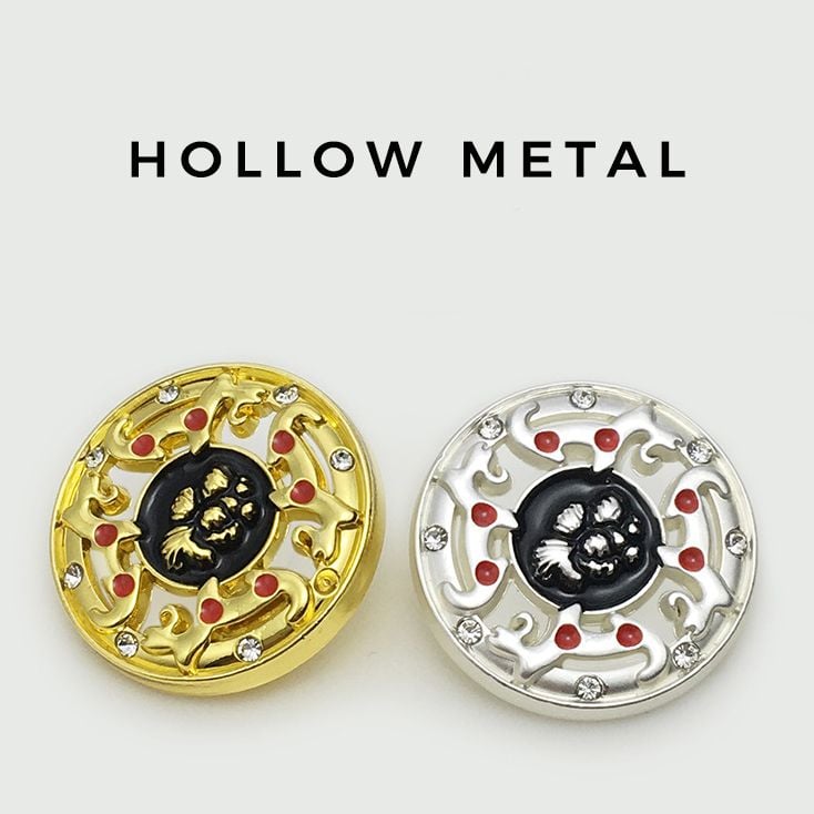 Chinese Style Hollow Rhinestone Gold Metal Buttons