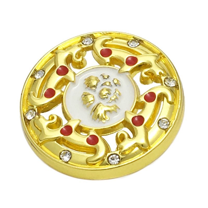 Chinese Style Hollow Rhinestone Gold Metal Buttons